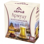 Чай АЗЕРЧАЙ "Армуду" зеленый, 100 пакетиков с ярлычками по 1,6 г, картонная коробка, 420537