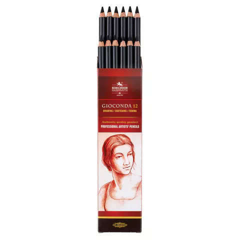 Карандаш угольный KOH-I-NOOR, 1 шт., "Gioconda", корпус черный, средняя твердость, 3,8 мм, 8810002001KS