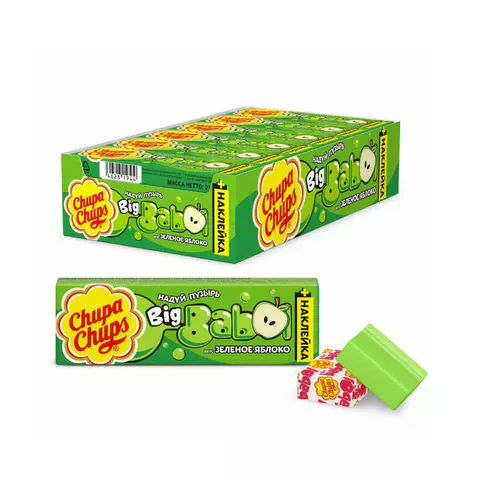 Жевательная резинка CHUPA CHUPS (ЧУПА-ЧУПС) "Биг Бабол Зеленое Яблоко", 20 г